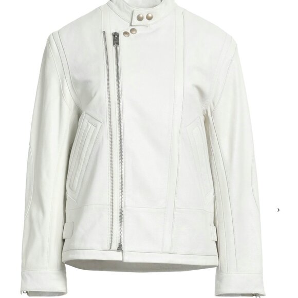 ZADIG & VOLTAIRE White Leather Jacket Size M - Picture 3 of 8